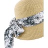Capeline en paille papier cousue unie avec décoration foulard à motif