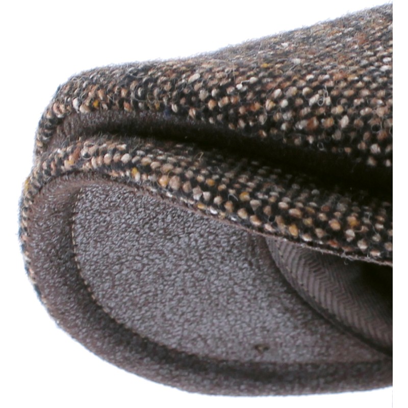 Casquette plate tweed avec bord en faux cuir