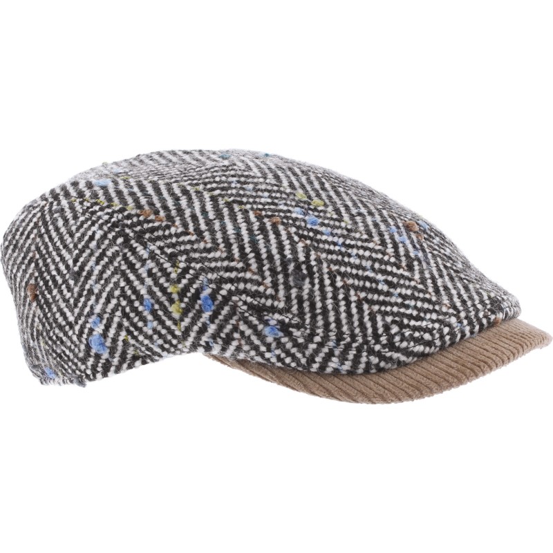 Legend cap. Flat cap bicolor with big tweed and corduroy peak.