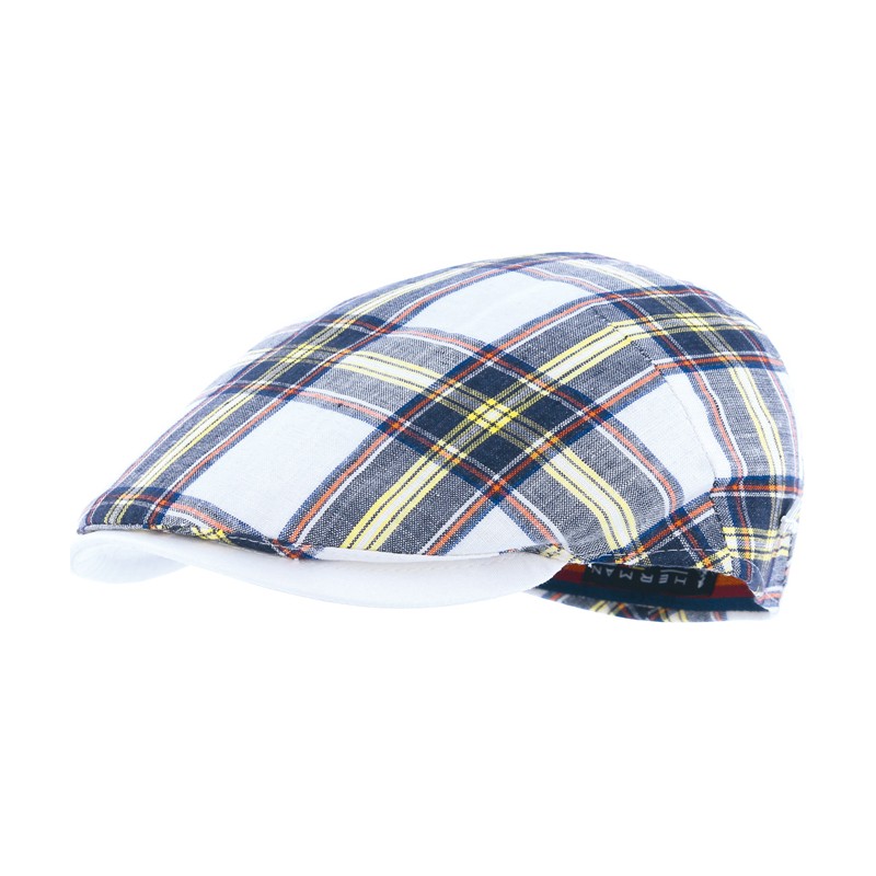 LEGEND flat cap. Madras cotton multicolor