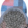 Baseball cap in patchwork fabric with brass clip closing