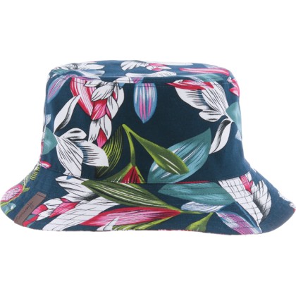 Bucket in cotton with vegetal printed pattern