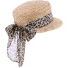 Raffia straw cap with scarf