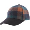 Casquette forme baseball en tweed à carreaux, visière unie