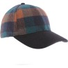 Casquette forme baseball en tweed à carreaux, visière unie