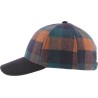 Casquette forme baseball en tweed à carreaux, visière unie