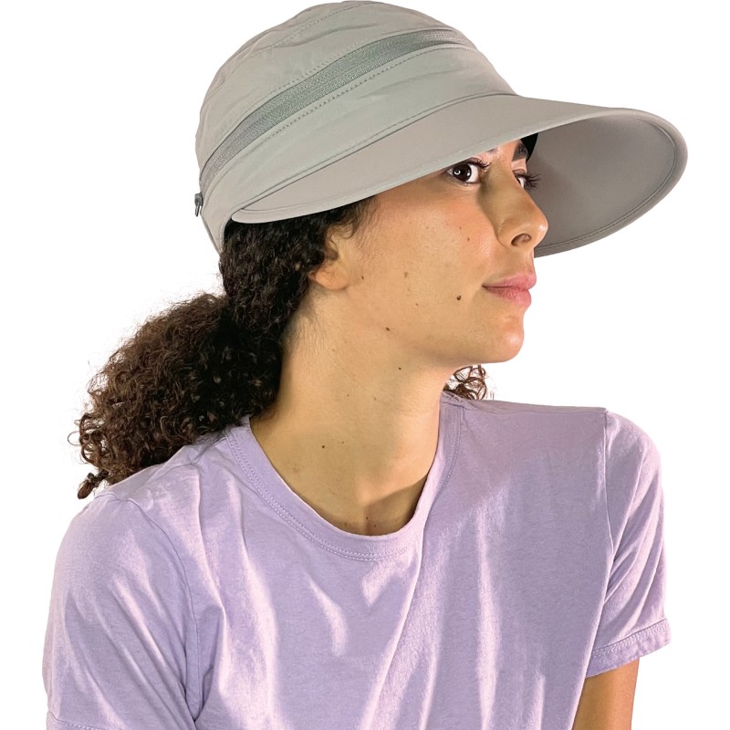 Woman sport cap/visor, top unzippable, UPF50