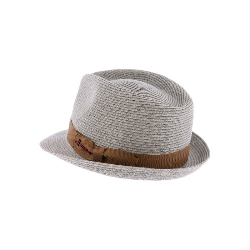 Chapeau petit bord relevé en paille papier uni avec ruban + nœud uni