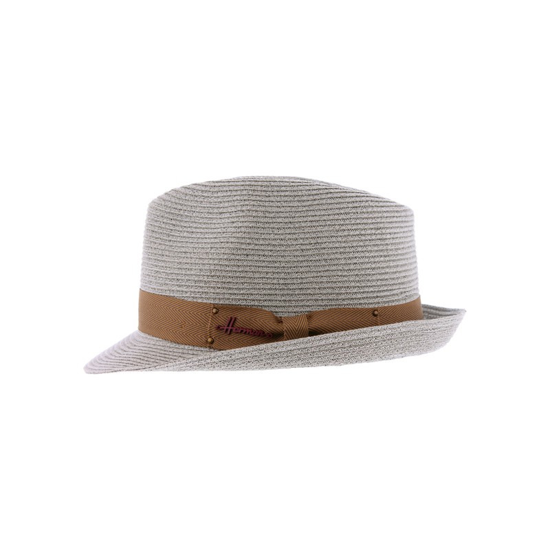 Chapeau petit bord relevé en paille papier uni avec ruban + nœud uni