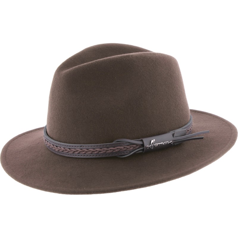 Adult hat large brim cut sewn plain color with twisted belt, with earm