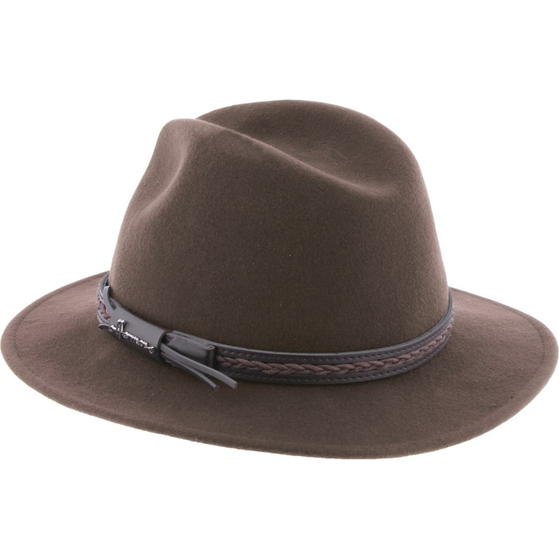 Adult hat large brim cut sewn plain color with twisted belt, with earm