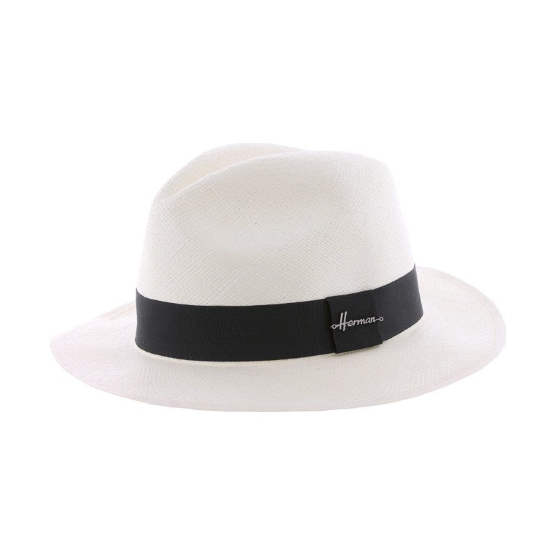 Chapeau "Panama" grand bord uni avec son gros grain noir
