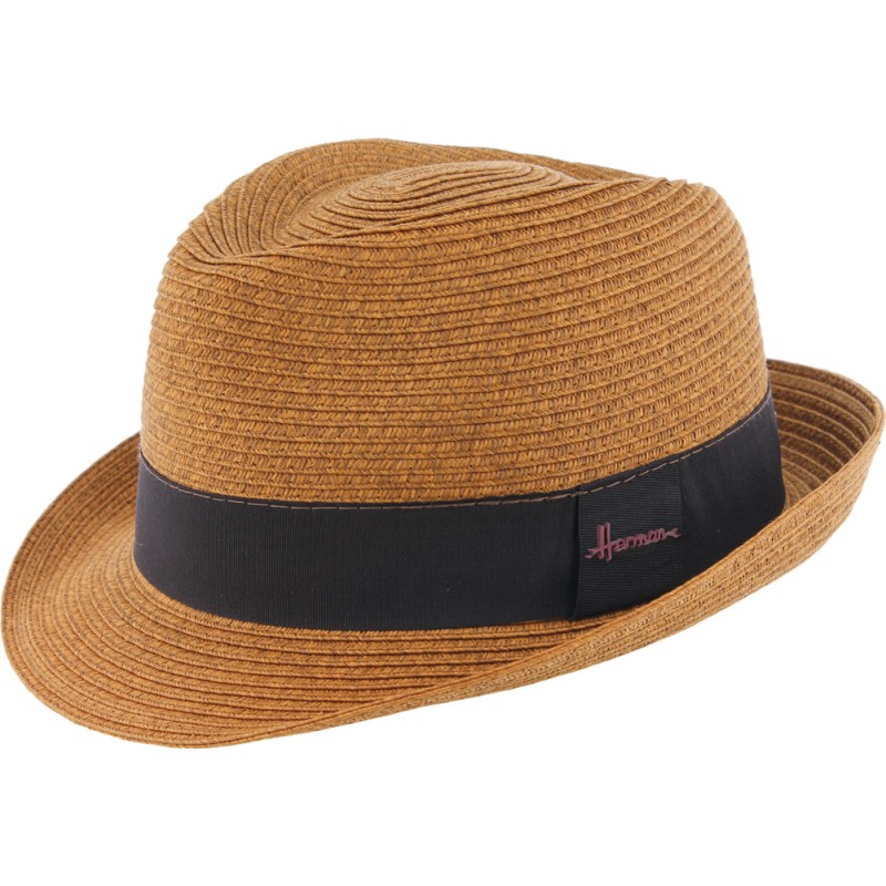 Mottled straw paper hat + plain color ribbon