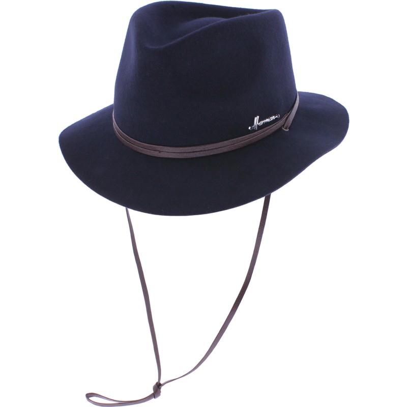 Felt hat 90gr with small plain brim with thin belt and imitation leath