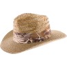 Large brim hat with the crown in natural straw and the brim in heather