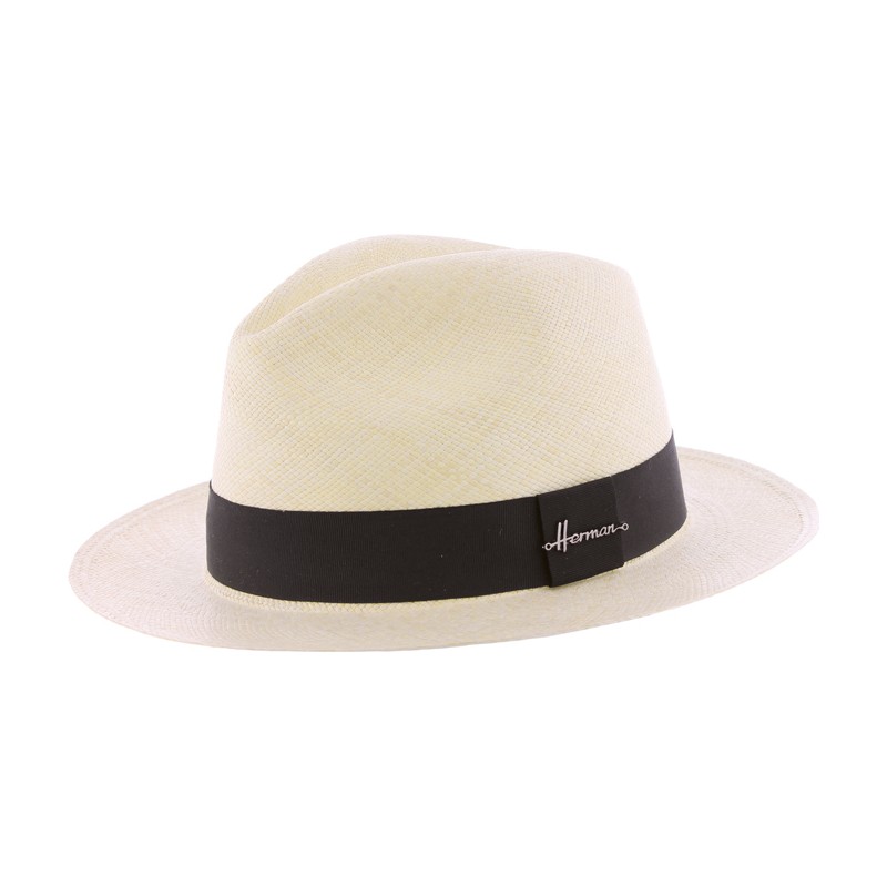 Chapeau "Panama" grand bord uni avec son gros grain noi