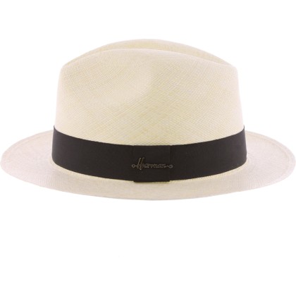 Panama grand bord uni avec  gros grain noir