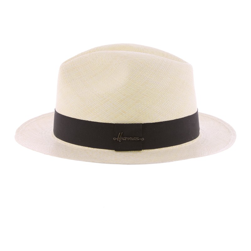 Panama grand bord uni avec gros grain noir Panama grand bord uni avec gros grain noir