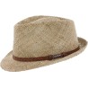 Chapeau petit bord relevé en paille seagrass uni avec fine ceinture en
