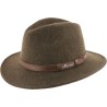 Adult large hat, cut edge, mottled, with topstitched belt.