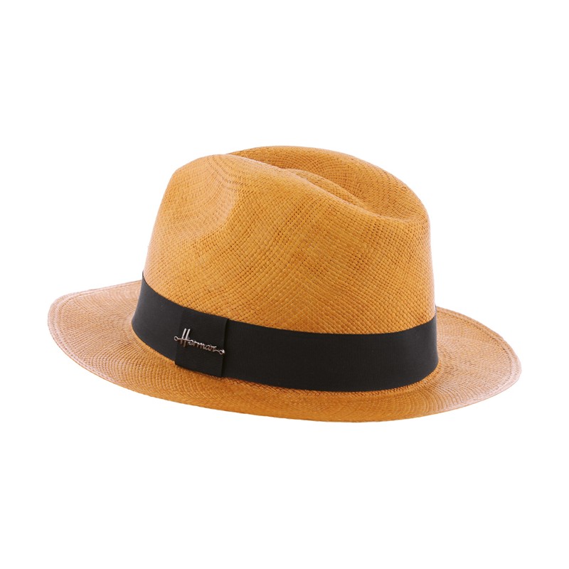 Chapeau "Panama" grand bord uni avec son gros grain noir