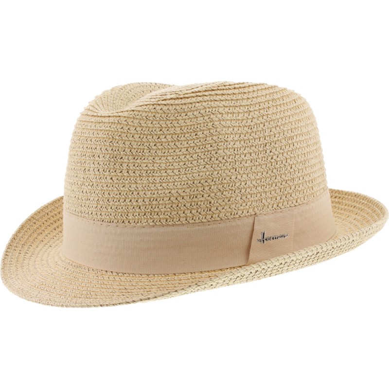 Mottled straw paper hat + plain color ribbon