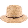 Large brim hat in raffia with straw and plain fabric braid and with le