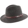 Chapeau adulte grand bord coupé cousu chiné avec ceinture surpiquée.