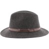 Chapeau adulte grand bord coupé cousu chiné avec ceinture surpiquée.