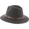 Chapeau adulte grand bord coupé cousu chiné avec ceinture surpiquée.