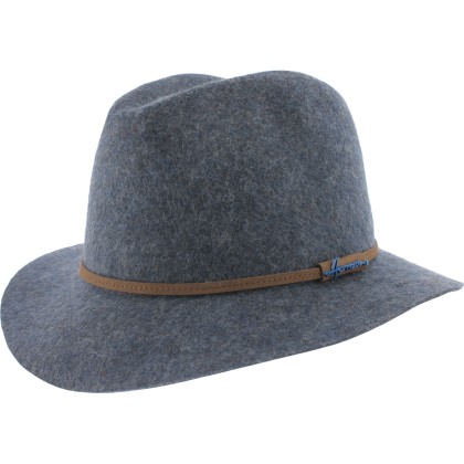 Chapeau petit bord droit en feutre uni avec fine ceinture en faux cuir