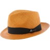 Chapeau "Panama" petit bord en bicolore contraste avec son gros grain