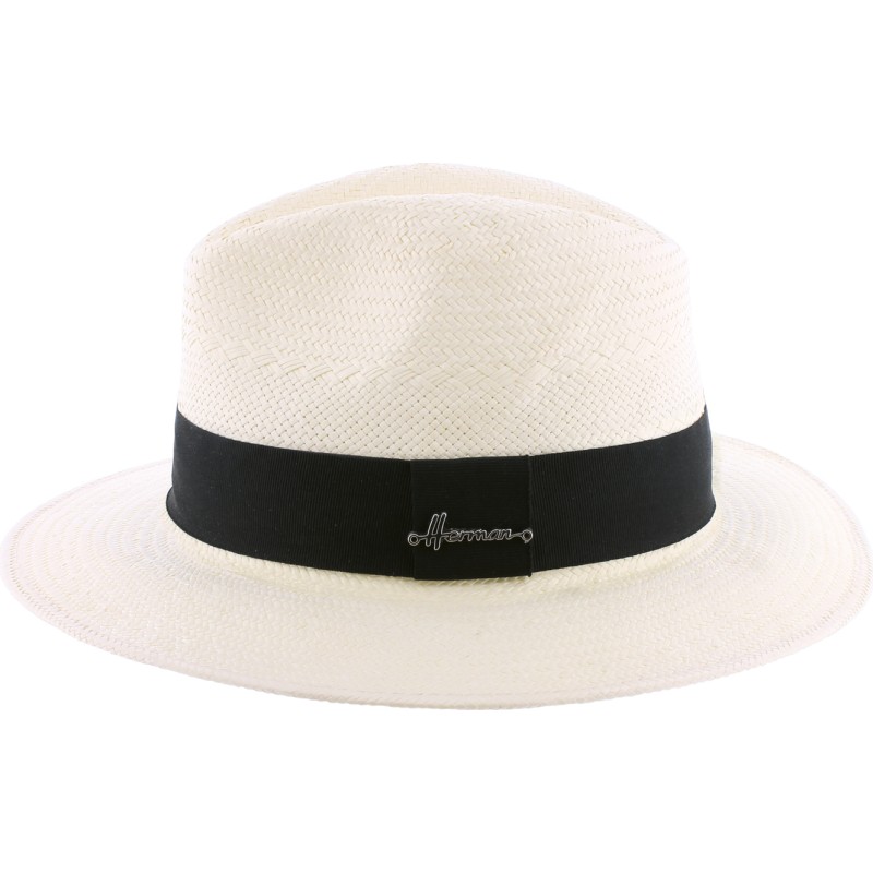 Chapeau grand bord en paille papier, galon noir Chapeau grand bord en paille papier, galon noir