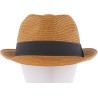 Chapeau paille papier chiné + gros grain uni