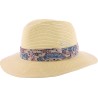 wide trim straw hat with scarf