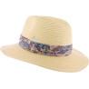 wide trim straw hat with scarf