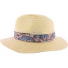 wide trim straw hat with scarf