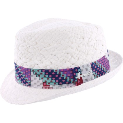 Chapeau petit bord en paille papier lala décoration foulard