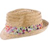 Chapeau petit bord en tournesol avec décoration foulard