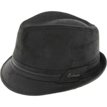 Chapeau petit bord imitation cuir avec ceinture bicolore