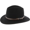 chapeau grand bord droit en feutre uni avec ceinture faux cuir