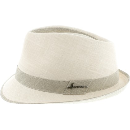 Two-tone cotton hat with small raised brim