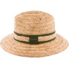 Chapeau grand bord en raphia naturel cousu avec galon en paille et tis