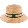 Large brim hat in raffia with straw and plain fabric braid and with le