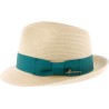 petit chapeau en paille papier ruban turquoise