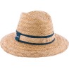 Large brim hat in raffia with straw and plain fabric braid and with le