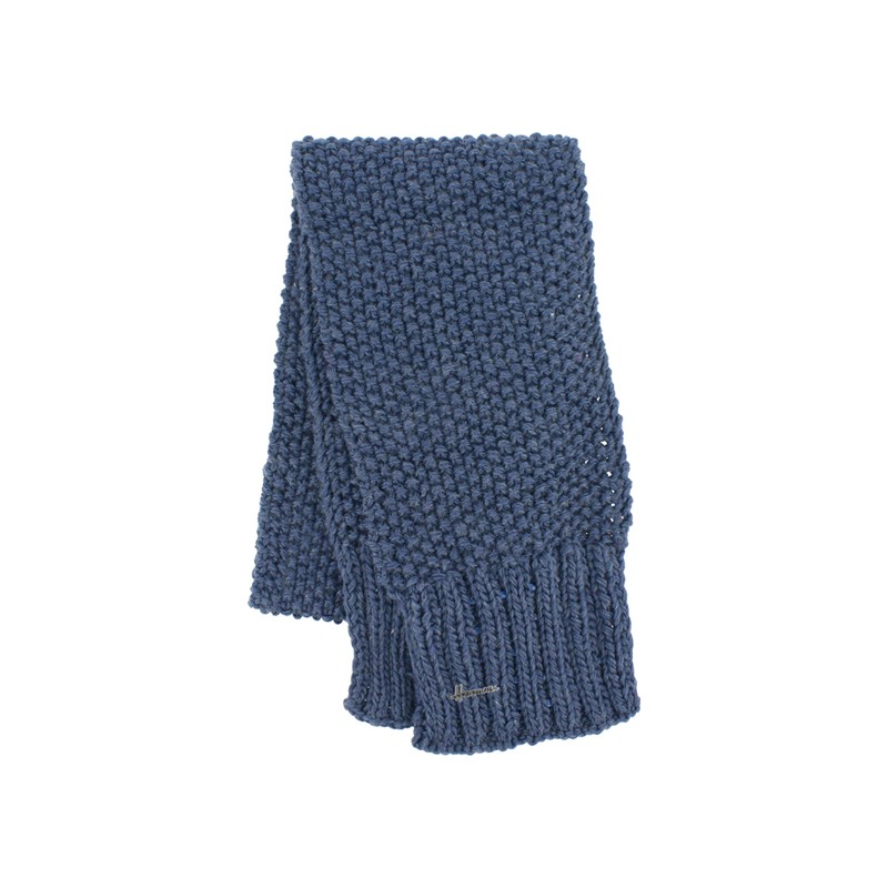 echarpe hiver en maille bleu denim