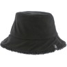 Flexible and reversible bucket hat in soft material on one side and pl