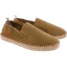 Cotton espadrilles with thick sole, elastic bands and back heel in lea