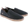 Cotton espadrilles with thick sole, elastic bands and back heel in lea